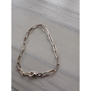 Gold Tone Paperclip Chain Bracelet Adjustable‎ Minimalist Link Jewelry Modern 9"
